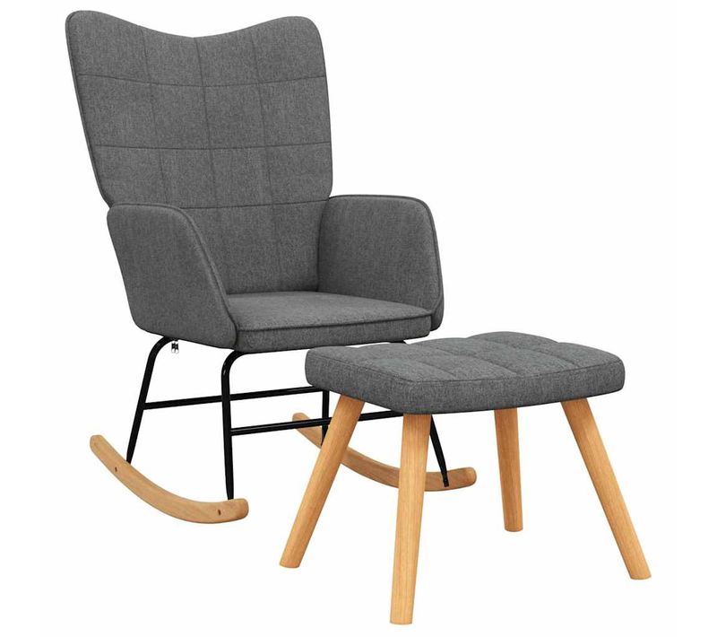 Rocking Chair - Fauteuil à Bascule Avec Tabouret Gris Foncé Tissu Fr35861
