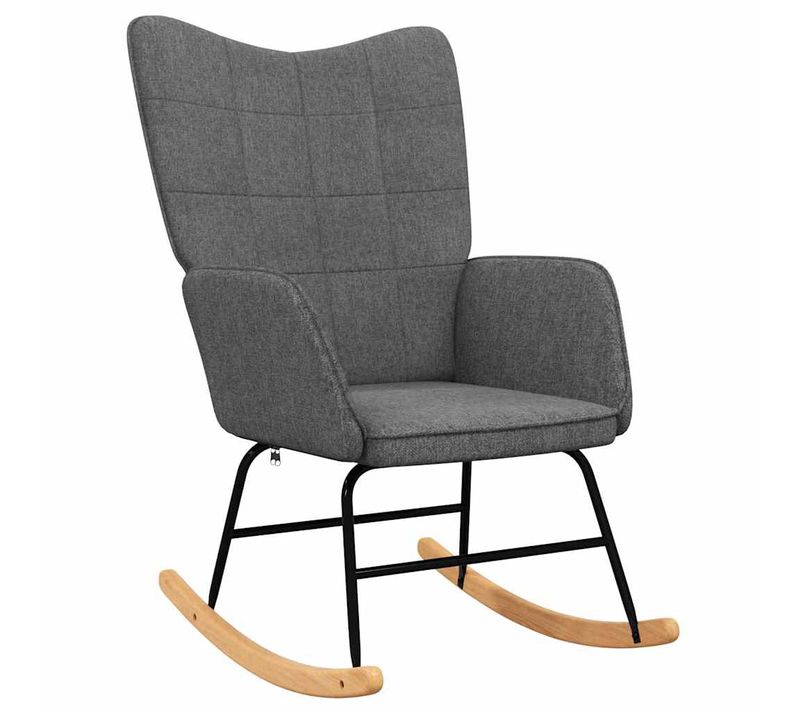 Rocking Chair - Fauteuil à Bascule Gris Foncé Tissu Fr35938