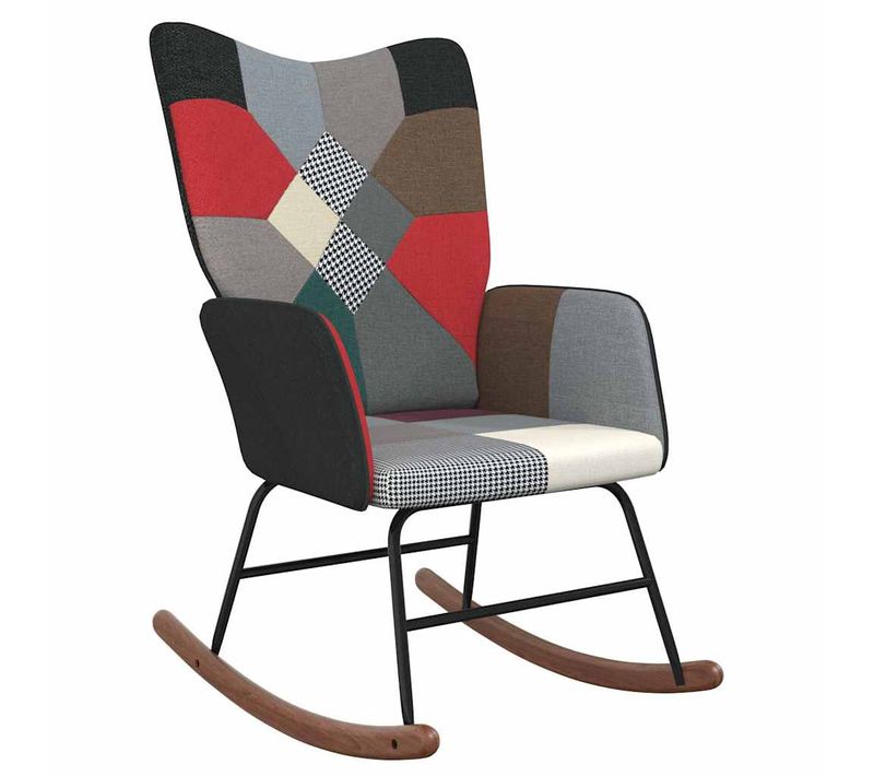 Rocking Chair - Fauteuil à Bascule Patchwork Tissu Fr35978