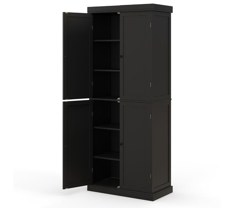 Buffet Cuisine Armoire De Cuisine Avec 4 Portes Anti-renversement 76 X 40 X 184,5 Cm Noir