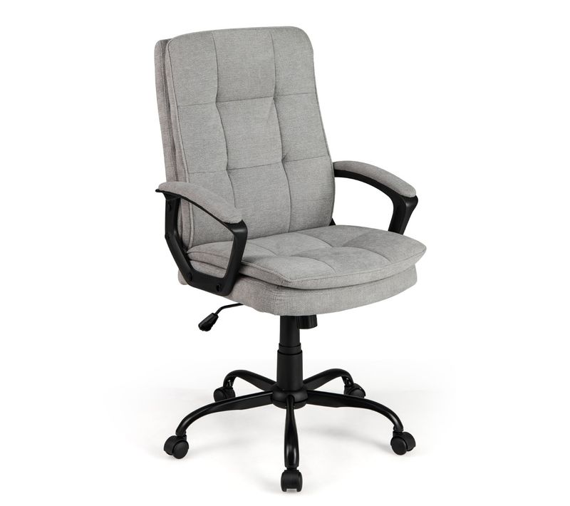 Chaise De Bureau Ergonomique Fauteuil De Bureau à Roulettes Pivotant Hauteur Réglable Gris