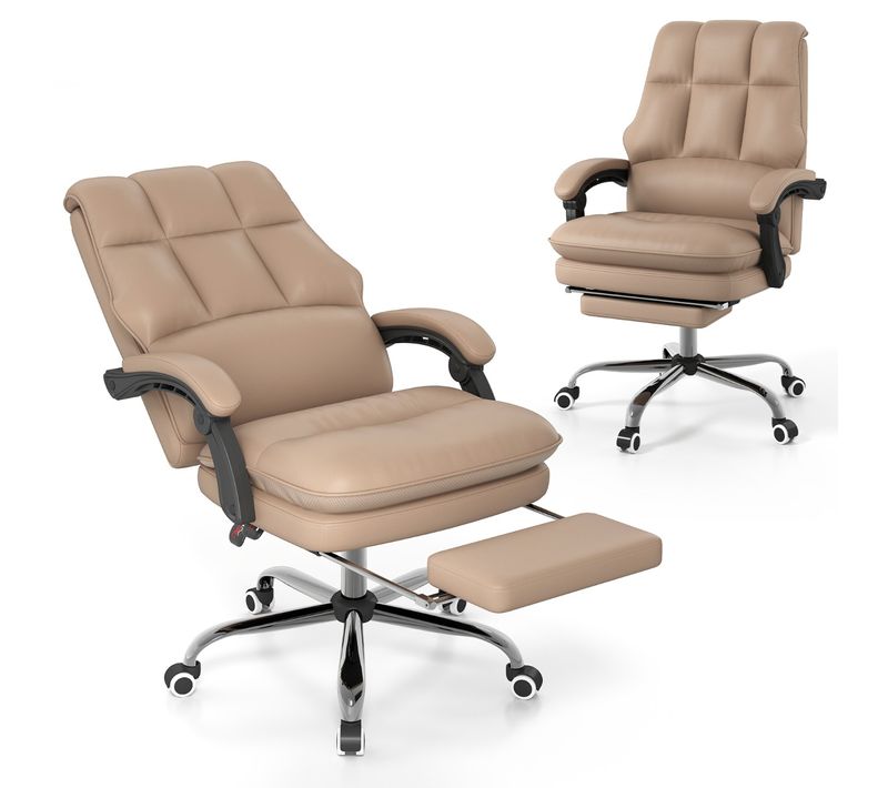 Chaise De Bureau Ergonomique Fauteuil De Direction Cuir Pu Pivotant Accoudoirs Articulés Café