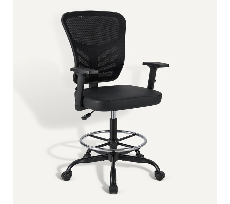 Chaise De Bureau Ergonomique Fauteuil Pivotant Avec Accoudoirs Relevables 66x66x104-125 Cm Noir