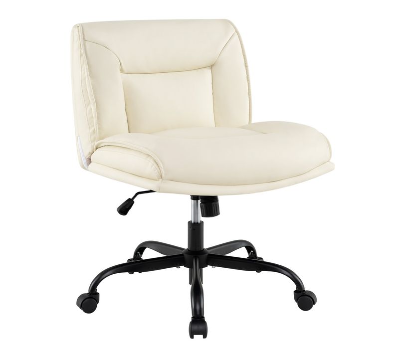 Chaise De Bureau Pivotante Fauteuil De Bureau Cuir Artificiel Hauteur Réglable Beige