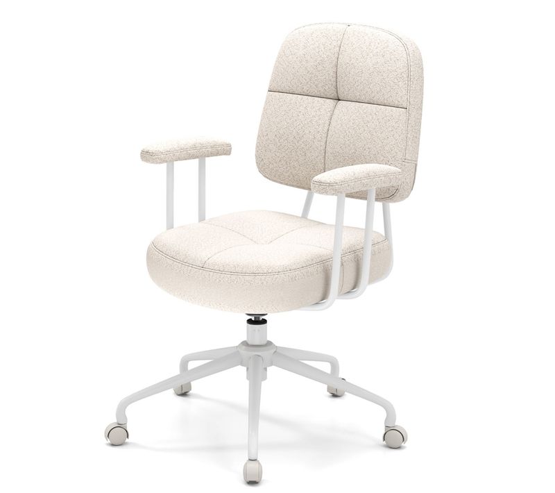 Chaise De Bureau Pivotante Fauteuil De Bureau Dossier Rembourré Réglable 68x68x97-103 Cm Beige