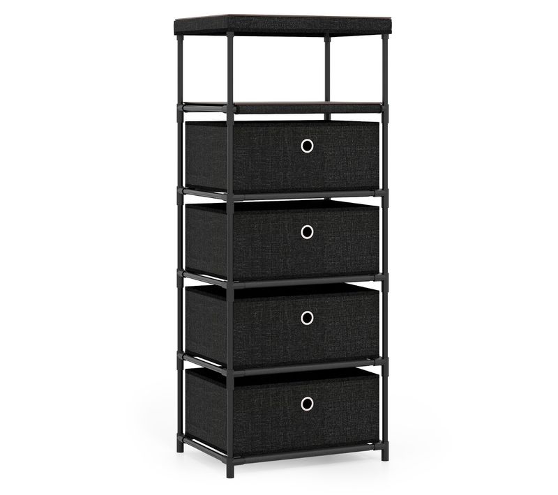 Meuble De Rangement 4 Tiroirs Industriel Structure En Métal 40 X 30 X 99,5 Cm Noir