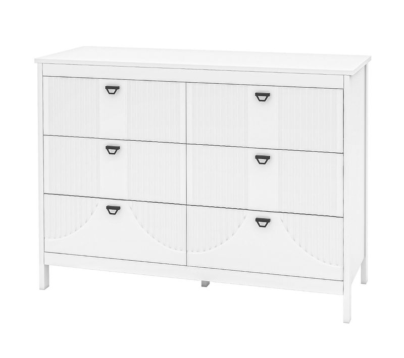 Commode à 6 Tiroirs Moderne Meuble De Rangement Kit Anti-basculement 106 X 40 X 79 Cm Blanc