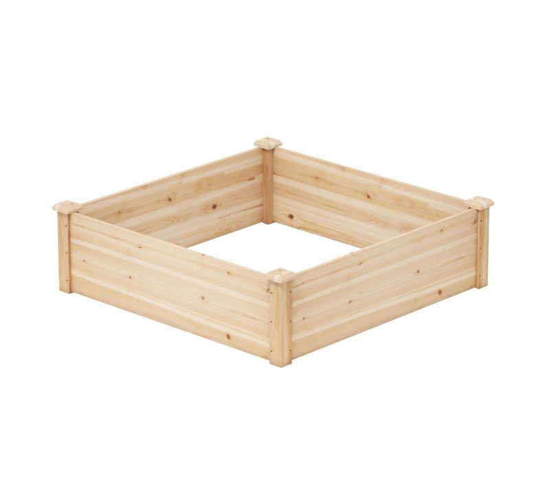 Jardinière Surélevé Extérieur Bac à Plantes Carré 102x102x30cm Avec Fond Grand Naturel Bois