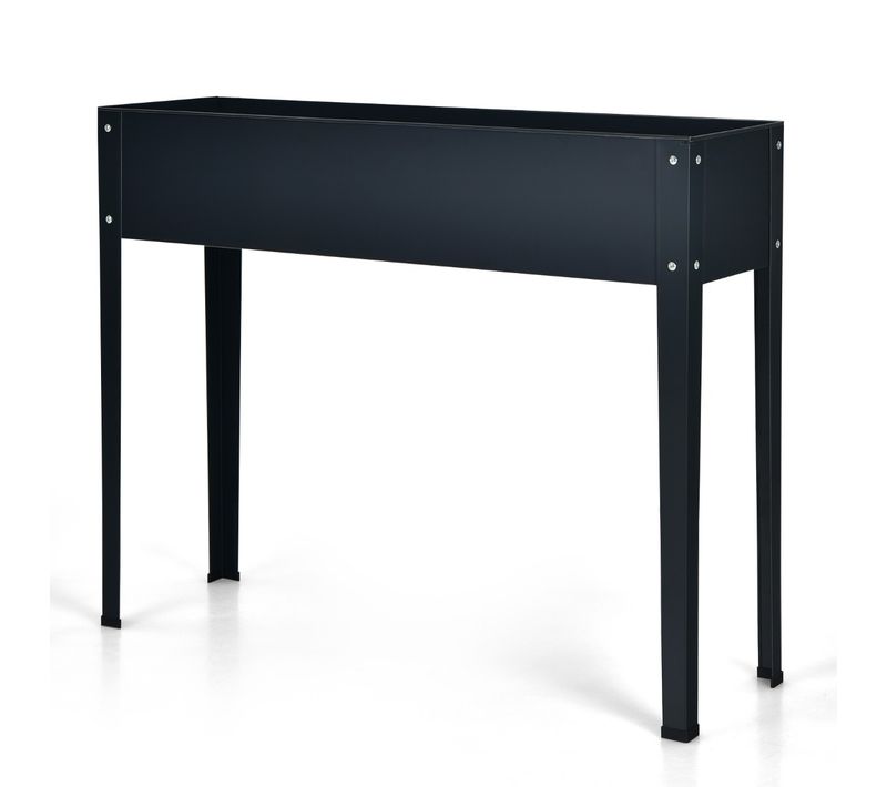 Jardinière Surélevée Bac De Jardinage Avec 2 Trous De Drainage 100x30x80 Cm Acier Galvanisé Noir