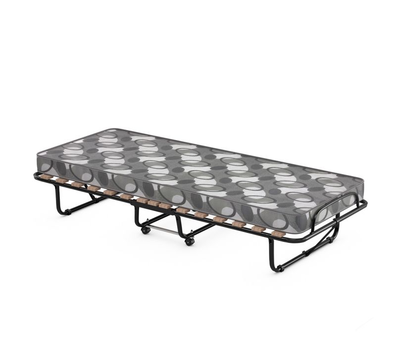 Lit Pliant Lit D'appoint Sur Roulettes 80 X 190 Cm Avec Matelas Noir+gris