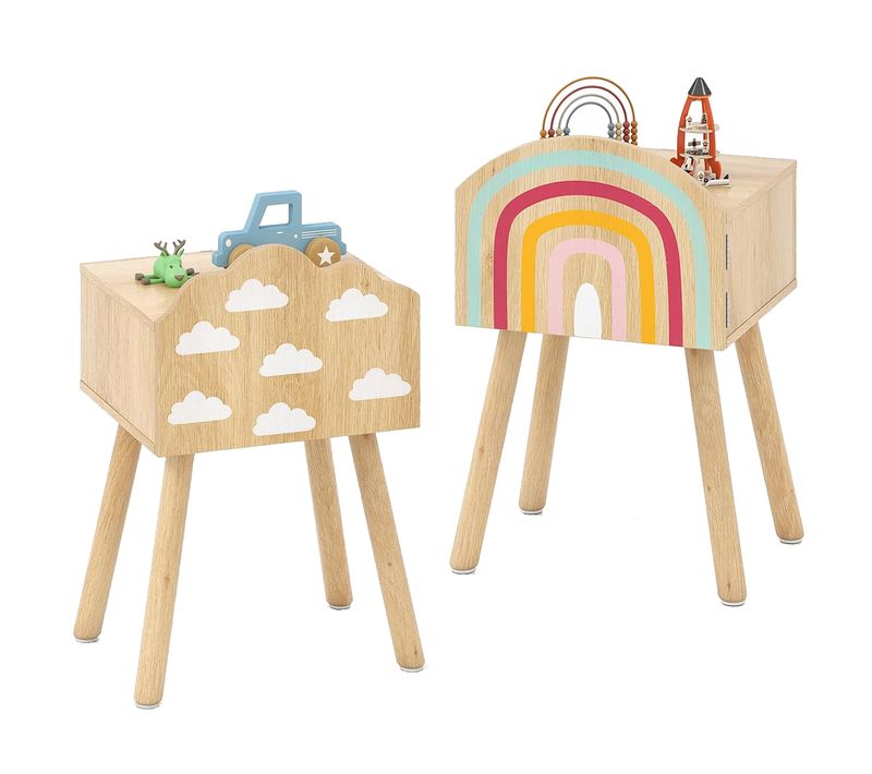 Lot De 2 Tables De Chevet Tables De Nuit Mignonnes Pour Enfants Nuage 34 X 30 X 54 Cm Naturel