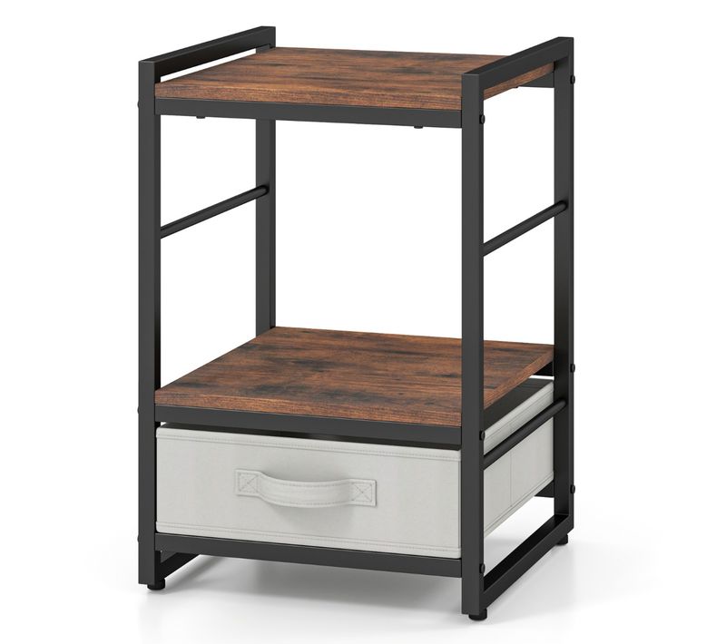 Table De Chevet, Table De Nuit Industrielle Avec Tiroir 40 X 40 X 60,5 Cm Marron Rustique