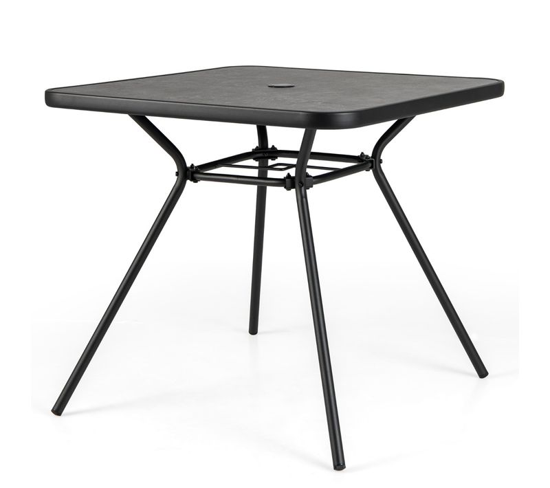 Table De Jardin Carré Table Extérieure Avec Trou De Parasol 80 X 80 X 72,5 Cm Noiretgris