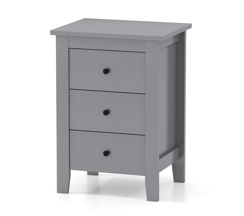 Table De Nuit Table De Chevet Avec 3 Tiroirs Moderne Structure Robuste 46 X 37 X 65 Cm Gris