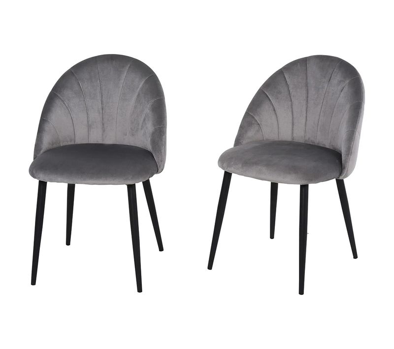 Lot De 2 Chaises De Salle à Manger Chaise De Cuisine Velours Pieds Métal Gris