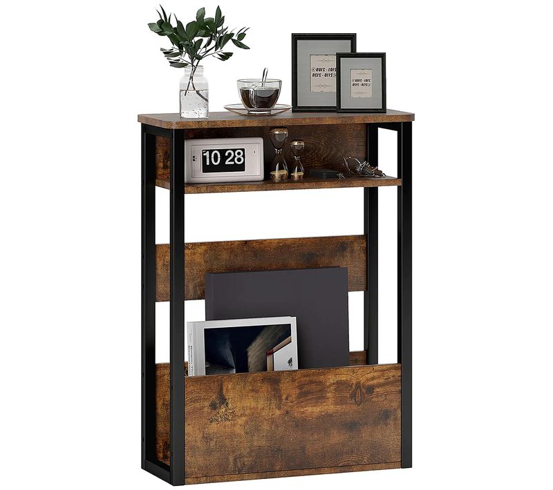 Bout De Canapé, Avec Deux Étagères, Brun Vintage.