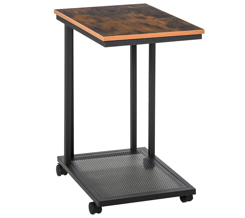 Bout De Canapé Avec Cadre En Acier Coloris Boisé