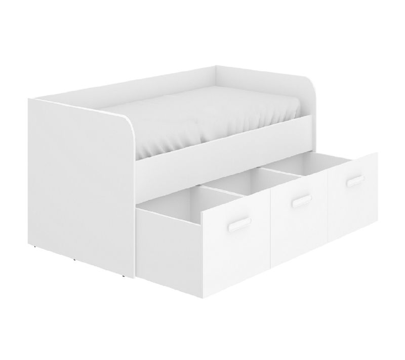 Lit Enfant Gigogne 90 X 190 Cm En Mélamine Coloris Blanc Avec 3 Tiroirs