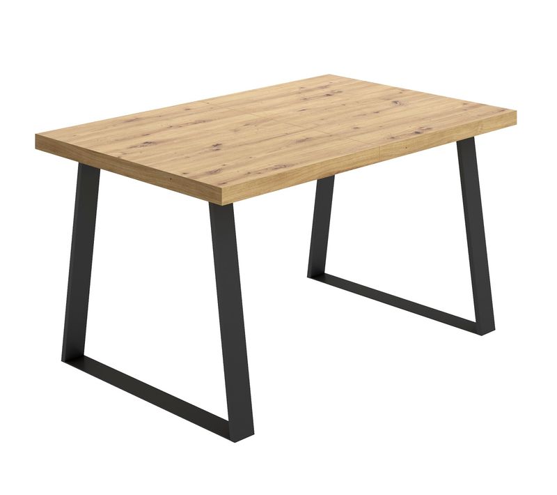 Table à Manger Extensible En Bois Coloris Chêne Avec Pieds En Métal Noir