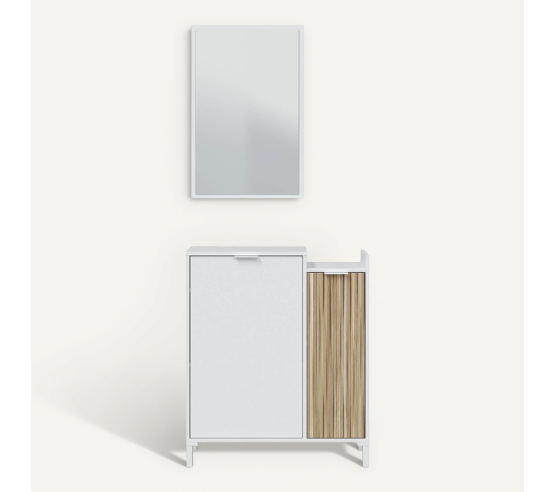 Meuble D'entrée, Meuble De Rangement Coloris Chêne Canadien, Naturel - L. 77 X H. 91 X P. 24 Cm