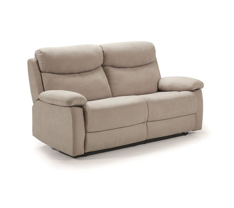 Canapé De 3 Places, Relax Manuel En Tissu Couleur Crème - L. 190 X P. 90 X H. 103 Cm