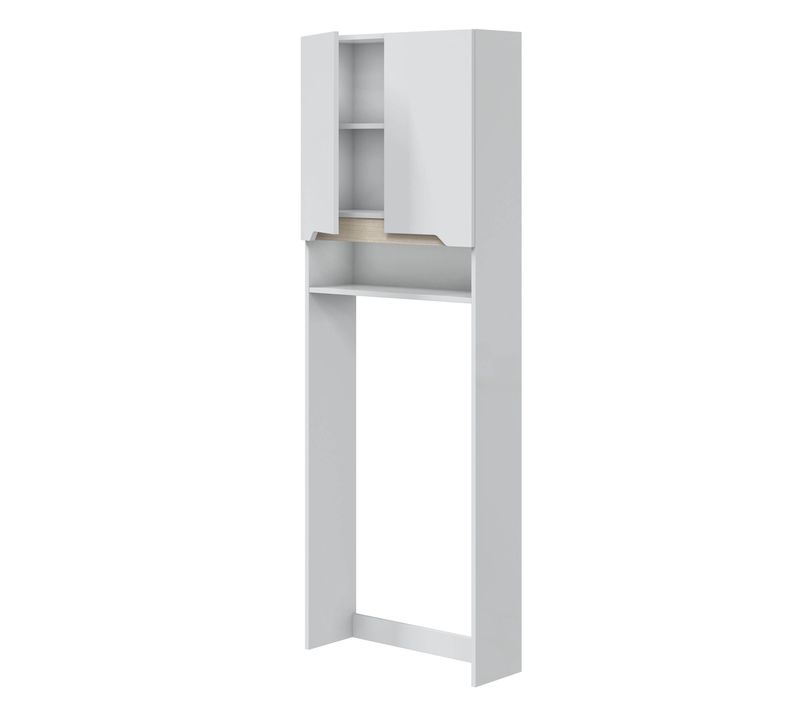 Meuble /étagère Dessus Wc De Salle De Bain 63cm Avec 2 Portes Coloris Blanc Et Cambrian