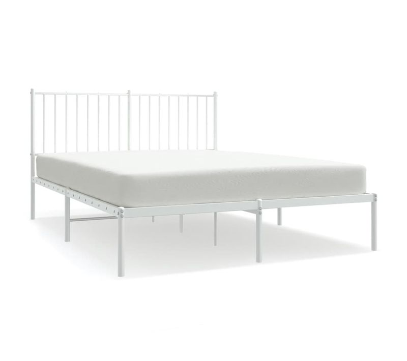 Lit Double Lit Adulte - Cadre De Lit Métal Sans Matelas Et Tête De Lit Blanc 140x200 Cm E83