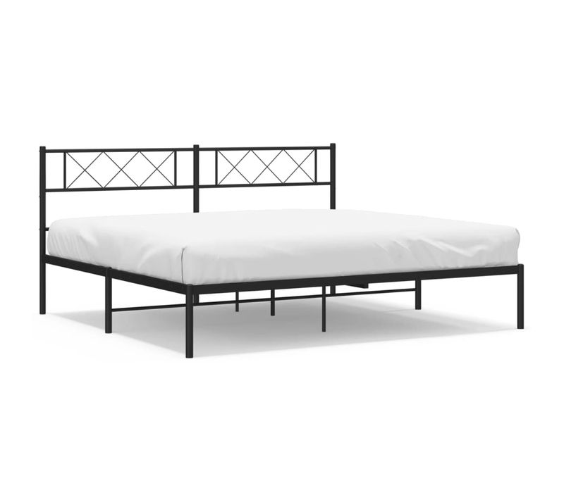 Lit Double Lit Adulte Cadre De Lit - Métal Et Tête De Lit Noir 180x200 Cm