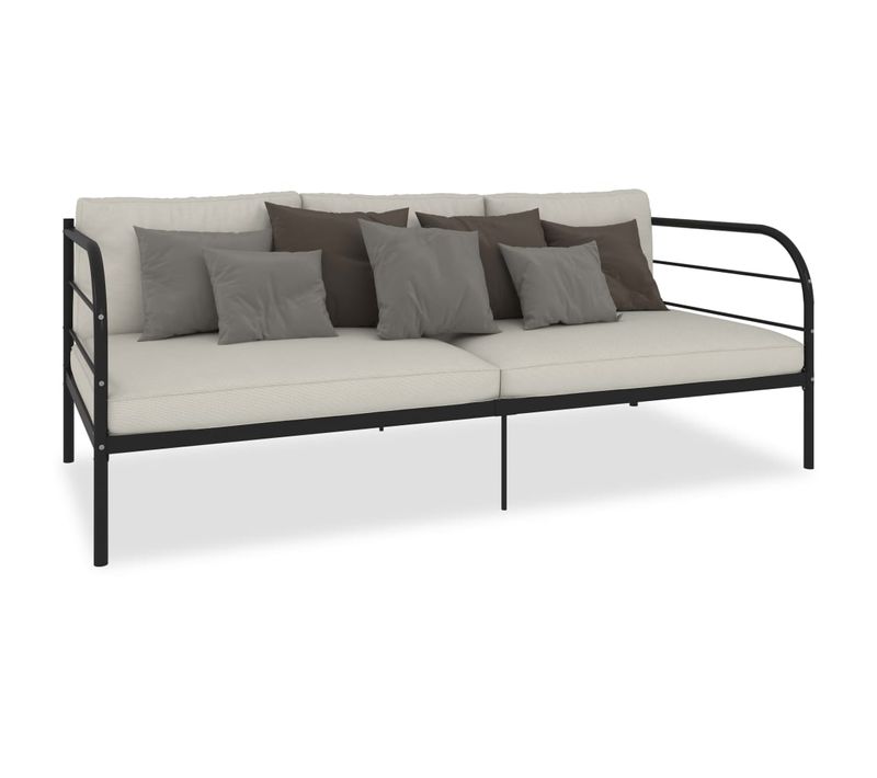Lit Adulte - Lit Simple - Cadre De Lit De Repos Sans Matelas Noir Métal 90x200 Cm E48