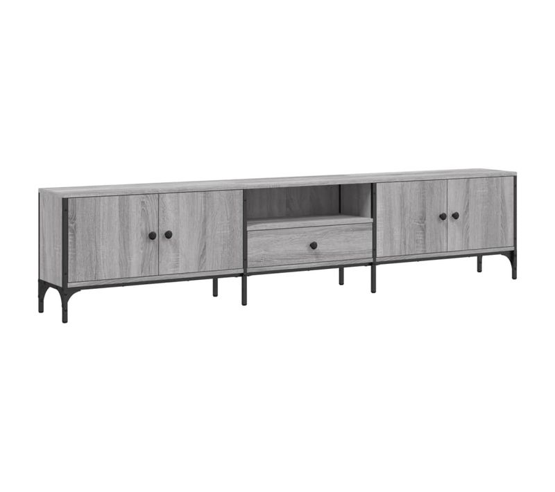 Meuble TV - Banc TV à Tiroir Sonoma Gris 200x25x44 Cm Bois D'ingénierie TV97