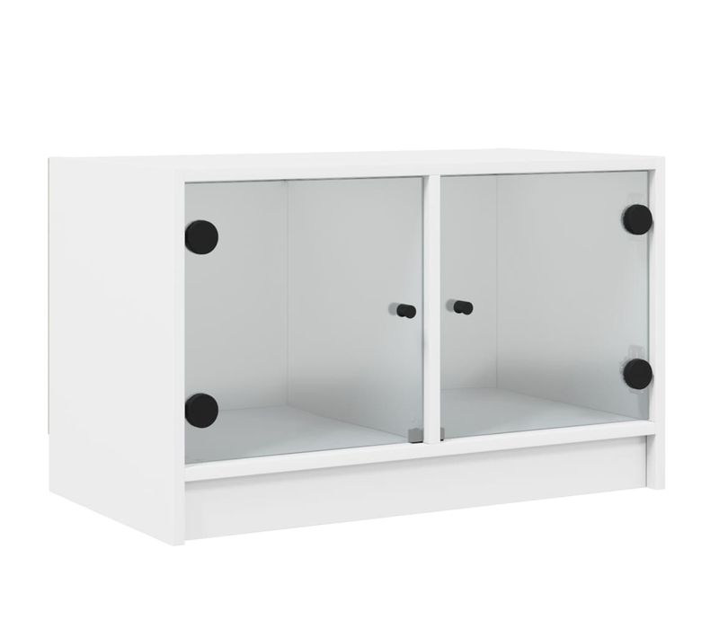 Meuble TV - Banc TV - Meuble De Rangement Avec Portes En Verre Blanc 68x37x42 Cm TV242