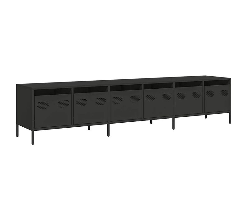 Meuble TV - Banc TV - Meuble De Rangement Noir 202x39x43,5 Cm Acier Laminé à Froid TV671