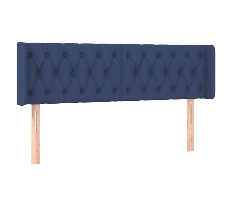 Tête De Lit - Armoire De Tête De Lit Avec Oreilles Bleu 163x16x78/88 Cm Tissu Op882