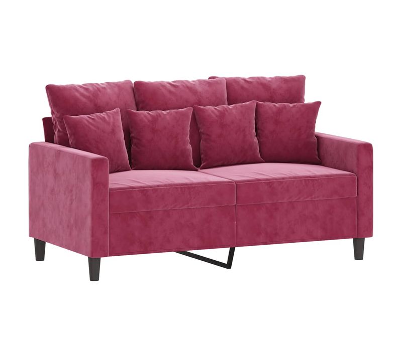 Canapé à 2 Places - Canapé Fixe - Canapé Droit Rouge Bordeaux 120 Cm Velours
