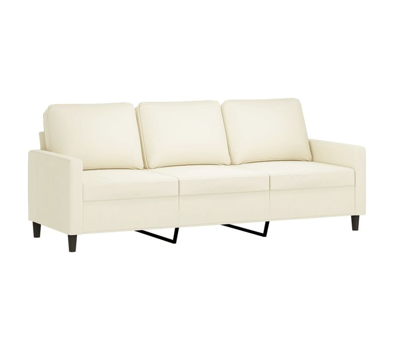 Canapé à 3 Places - Canapé Fixe - Canapé Droit Crème 180 Cm Velours