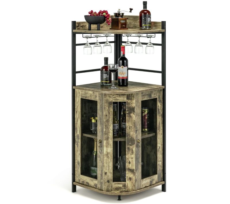 Buffet De Cuisine, Meuble Bar Industriel Avec Porte En Maille Métallique 46x46x130 Cm Café