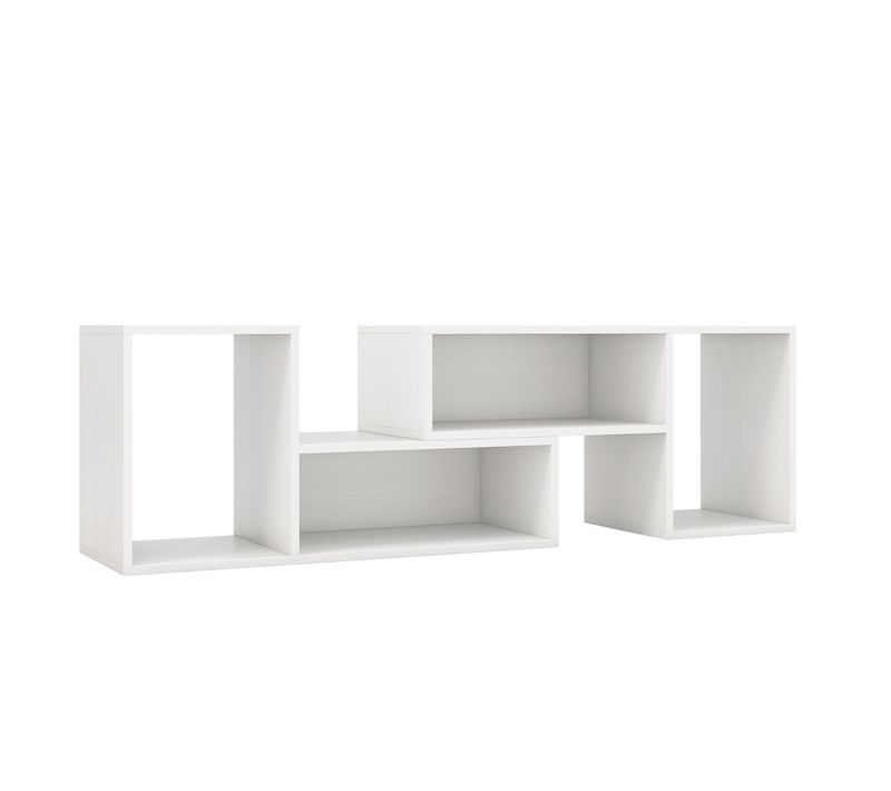 Ensemble De 2 Pièces Meubles TV Banc TV Avec Étagères Modulables Et Ouvertes Blanc