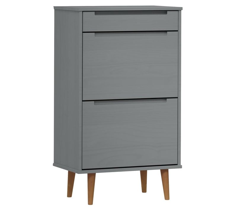 Armoire à Chaussures - Meuble à Chaussures Gris 59,5x35x103 Cm Bois De Pin E480