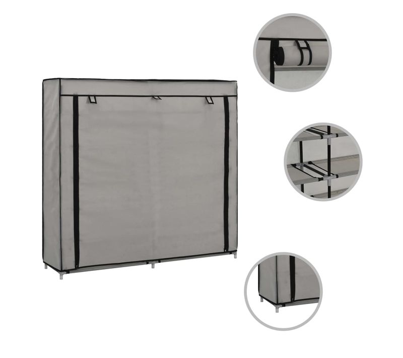 Armoire à Chaussures - Meuble à Chaussures Avec Housse Gris 115x28x110 Cm Tissu E100