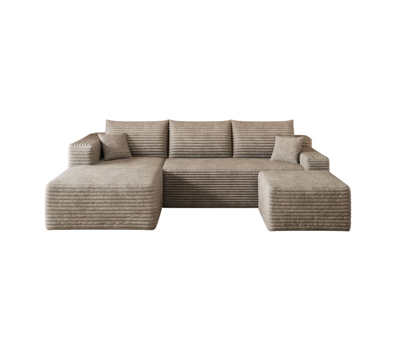 Canapé D'angle Avec Méridienne À Gauche, Assise Profonde, Compress, Couleur Camel