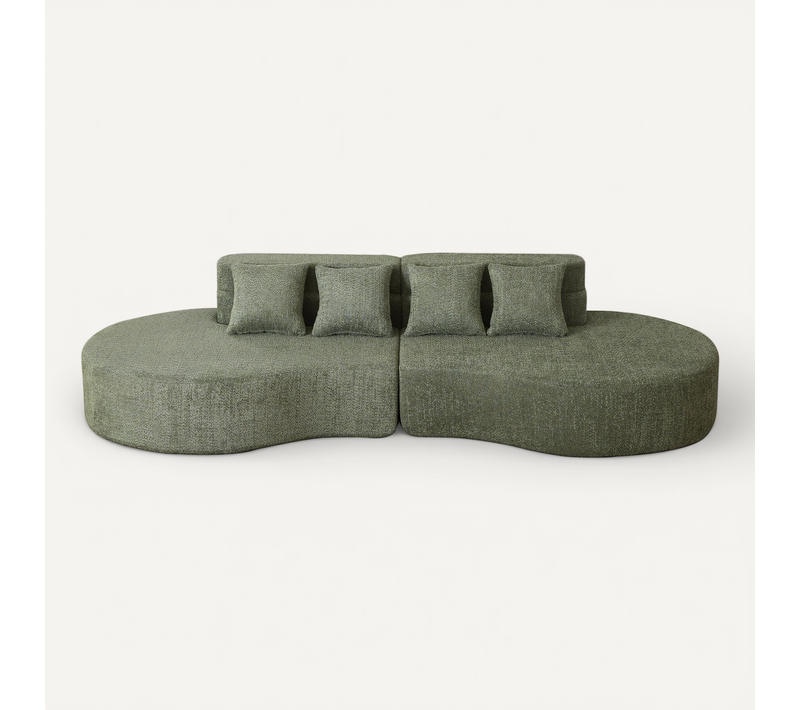Canapé Grande 4-5 Places Chenille Vert, Mousse Mémoire Sans Cadre