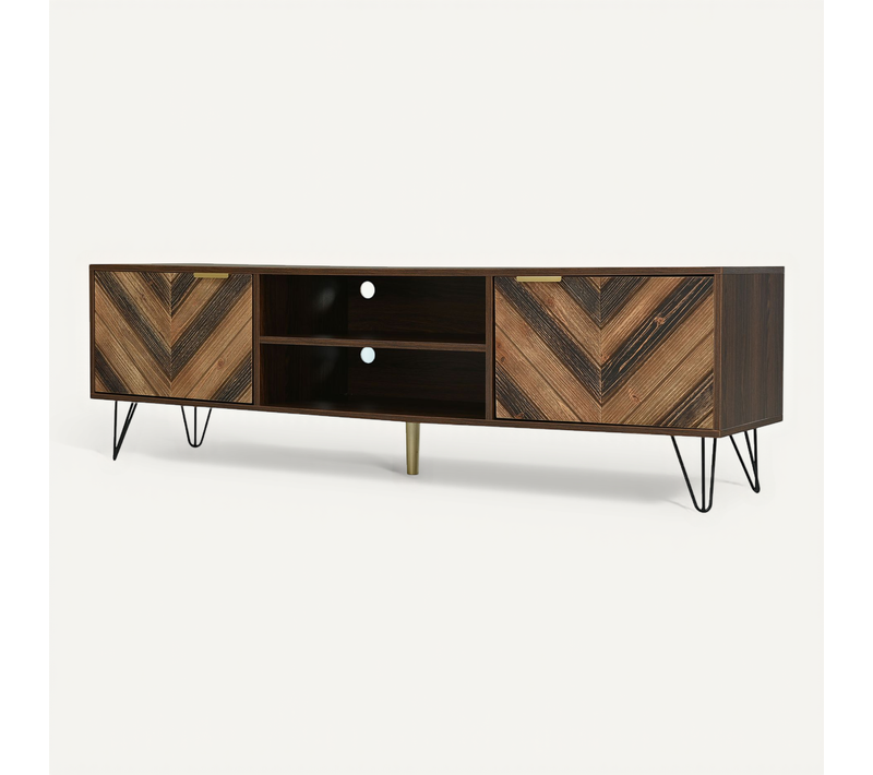 Meuble TV Moderne Banc TV - 155x38x48cm Naturel Panneau De Particules