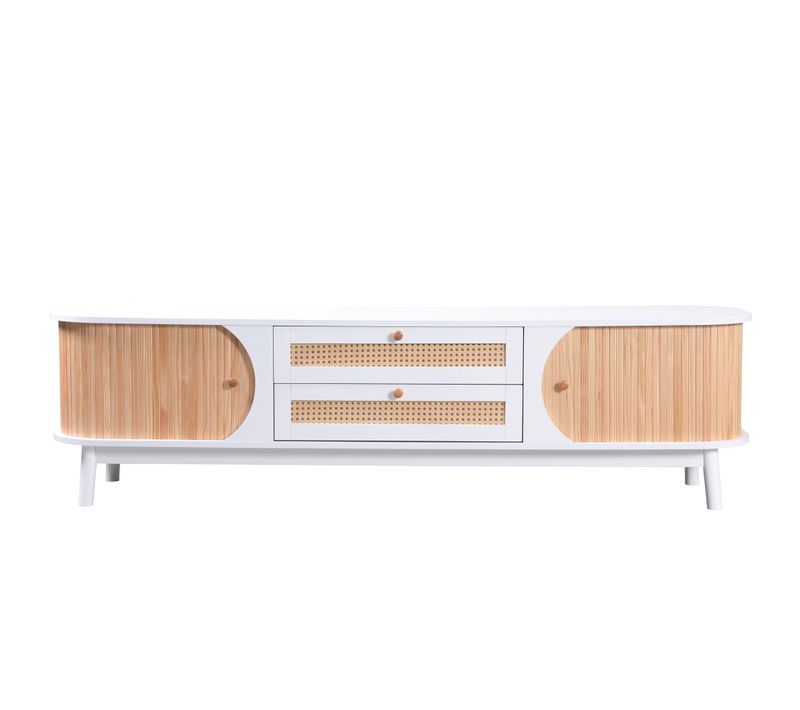 Meuble TV Classique Banc TV - 170x39.5x46cm Blanc Mdf