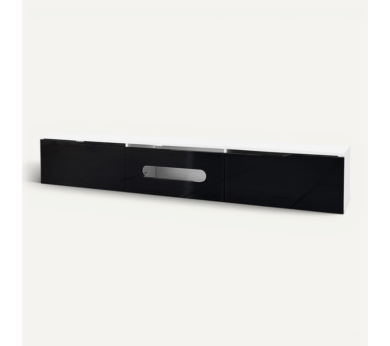 Meuble TV Classique Banc TV à LED - 180x35x30cm Noir Mdf,panneau De Particules