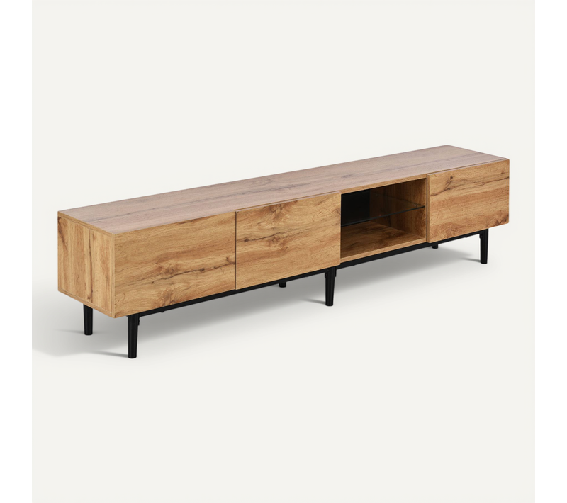 Meuble TV Moderne Banc TV Avec Grand Espace De Rangement 4 Tiroirs Mdf 175x31x41cm