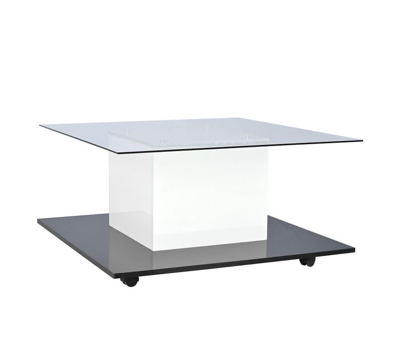 Table Basse Table De Salon - 80x80x40cm Blanc+noir Panneaux De Particules