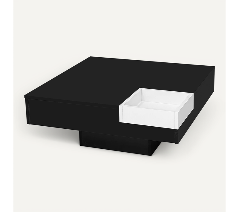 Table Basse Table De Salon LED - 72x72x30cm Noir Panneaux De Particules