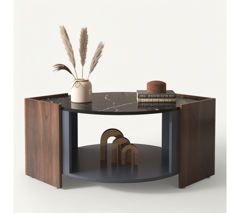 Table Basse Table De Salon - 96.5x63x40cm Noir Panneaux De Particules
