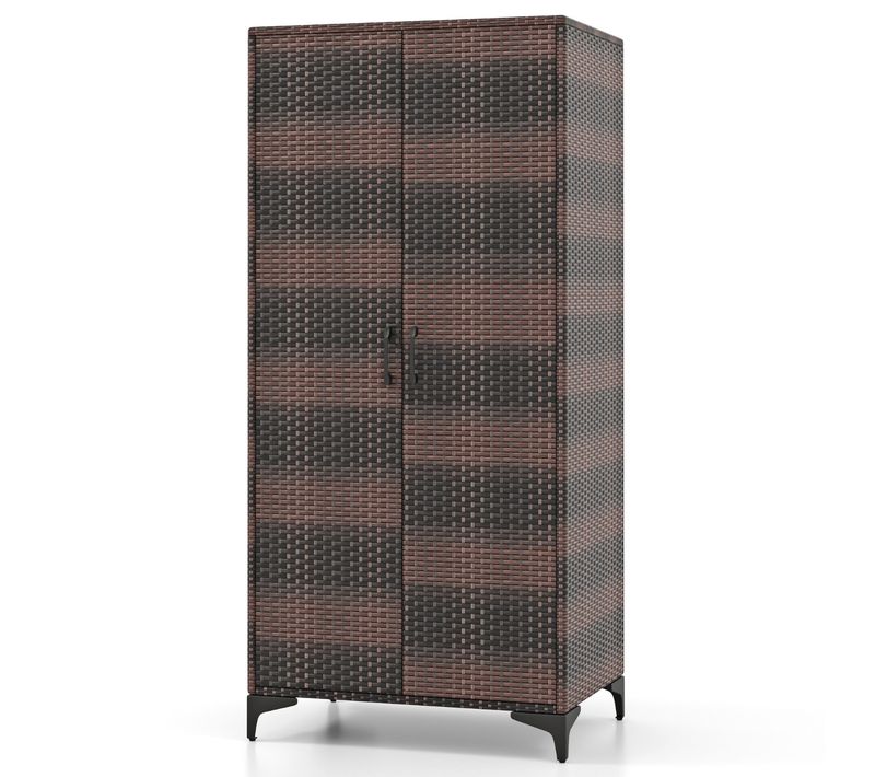 Armoire Penderie Organisateur De Vêtements Osier 2 Porteset 4 Cubes 72 X 50 X 157 Cm Marron
