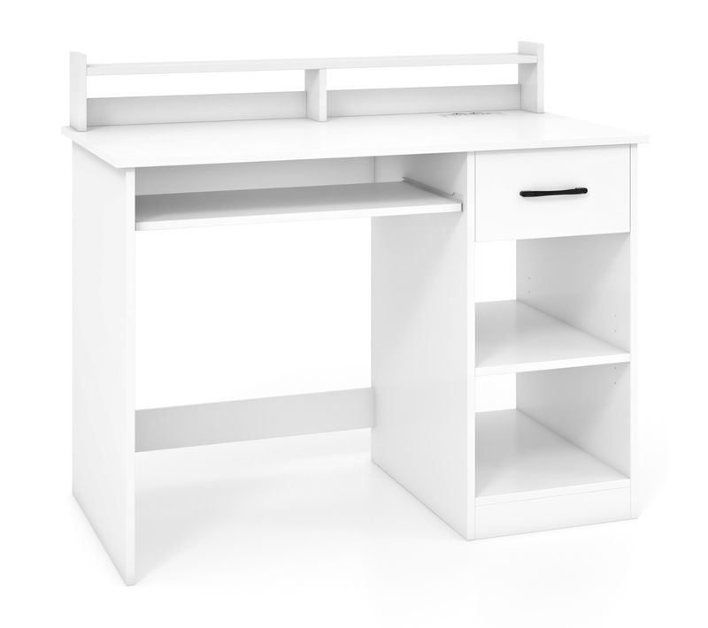 Bureau D'ordinateur Avec Tiroir De Rangement Et 2 Etagères Bureau Informatique Avec Port De Charge